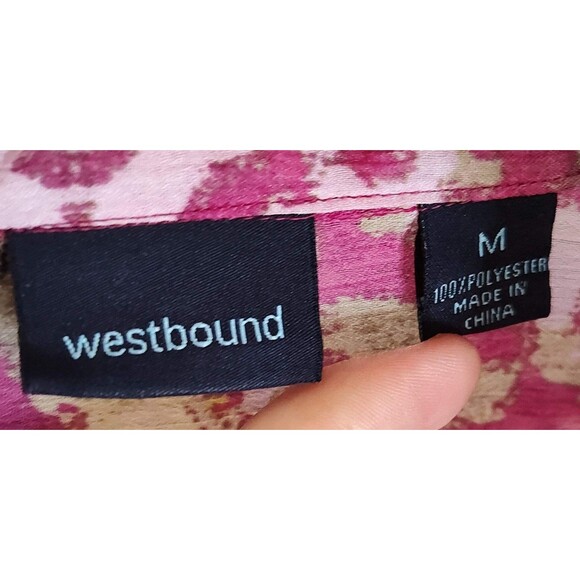 Westbound Magenta & Yellow Sheer Button Blouse - size M - Picture 3 of 3